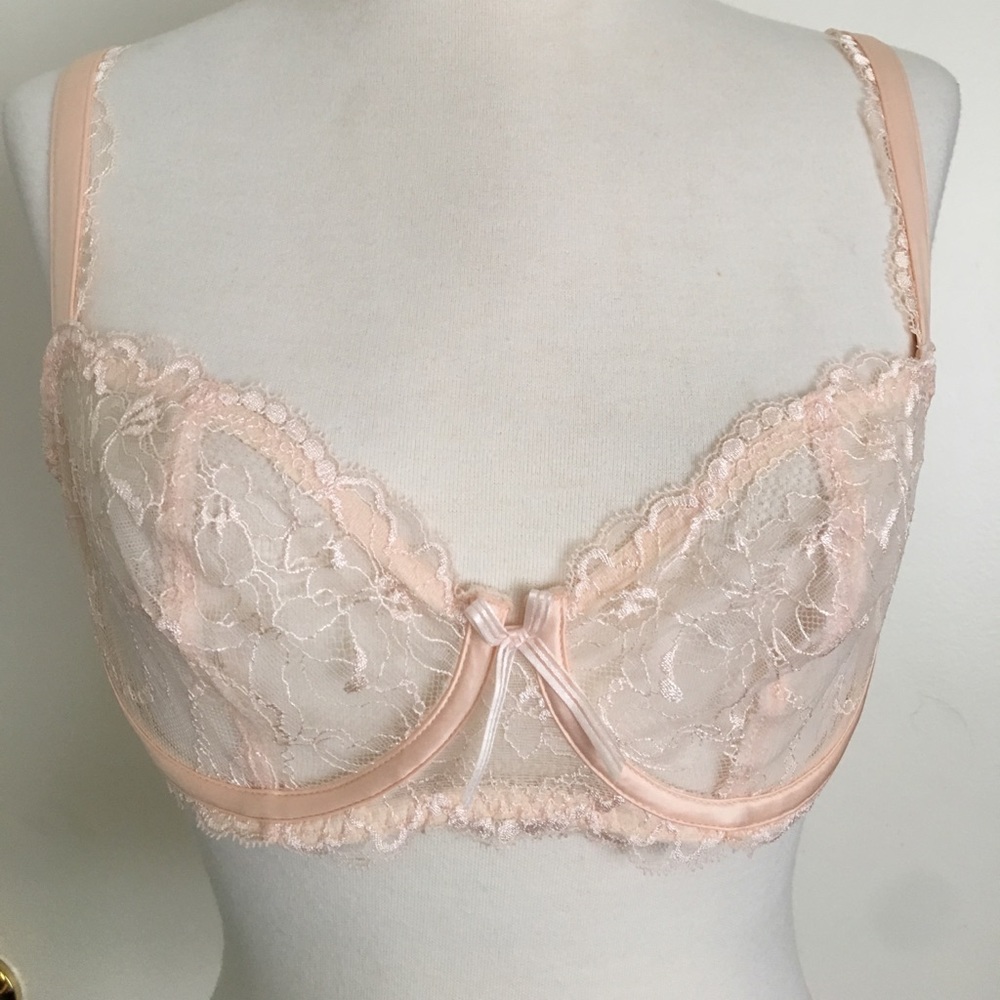 NWT.Chantelle Demi Cup Underwire Lace Sheer Bra